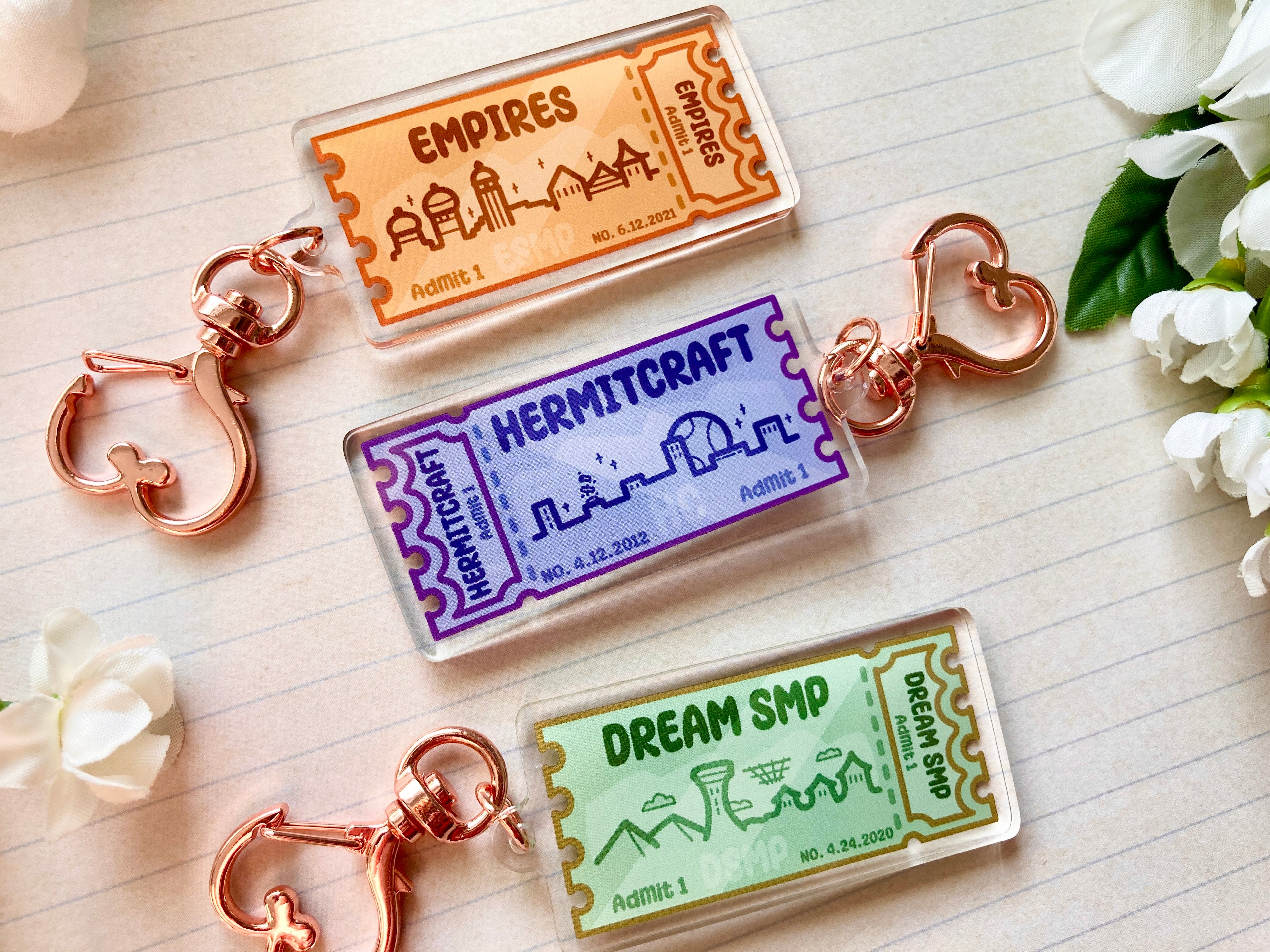 DSMP, Hermit, Empires Train Ticket Acrylic Keychains