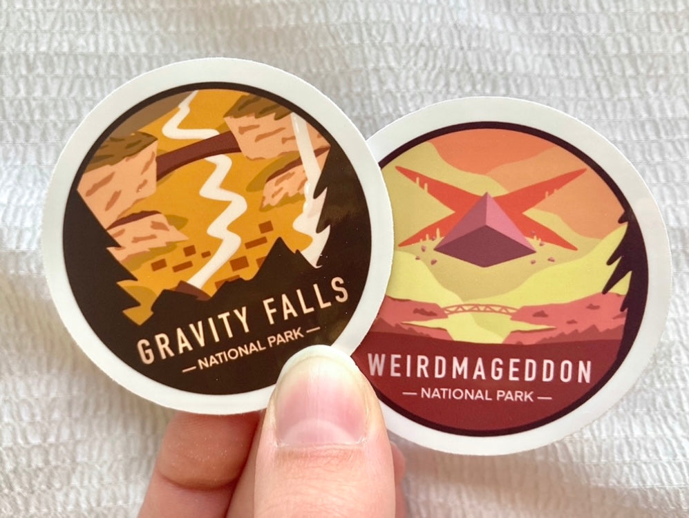 Gravity / Weird National Park Round Vinyl Stickers