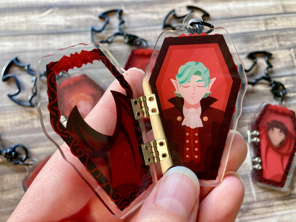 Vampires Coffin Hinged Acrylic Keychains