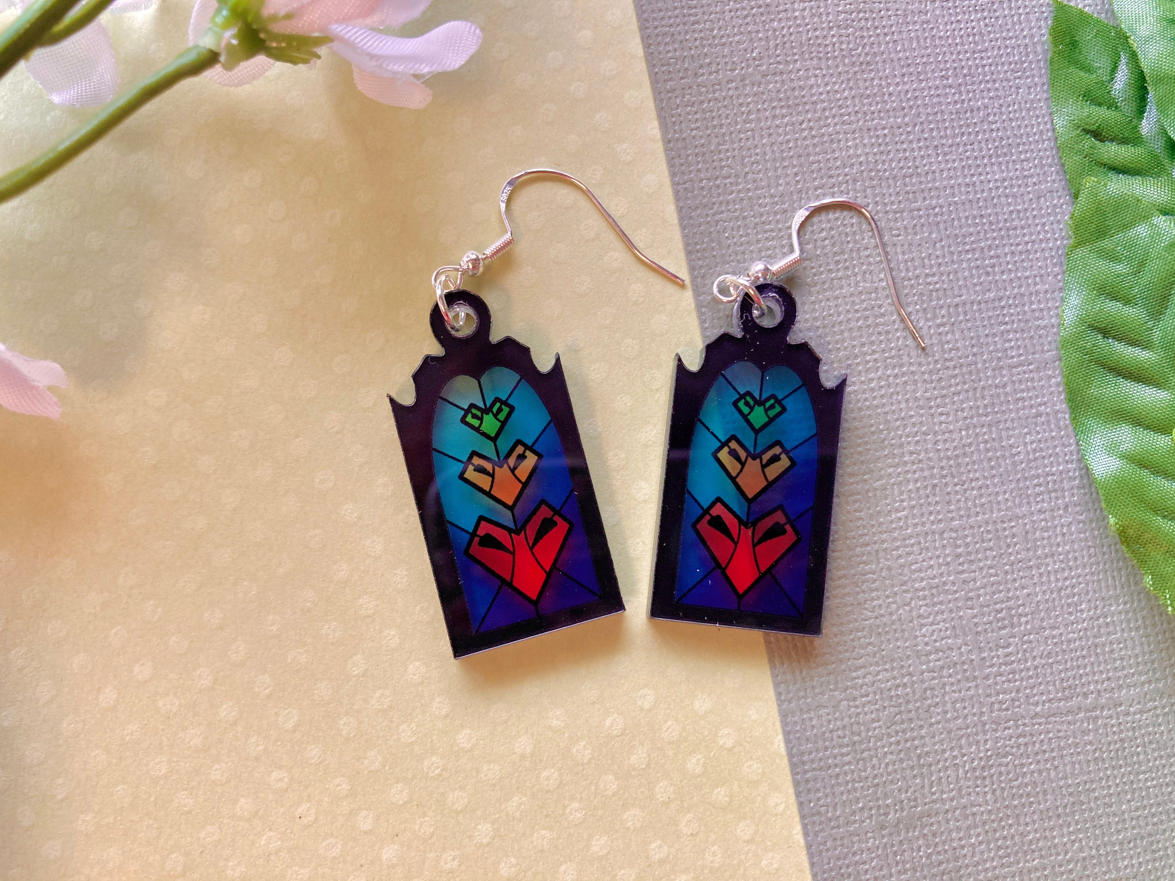 Life Stained Glass Acrylic Earrings