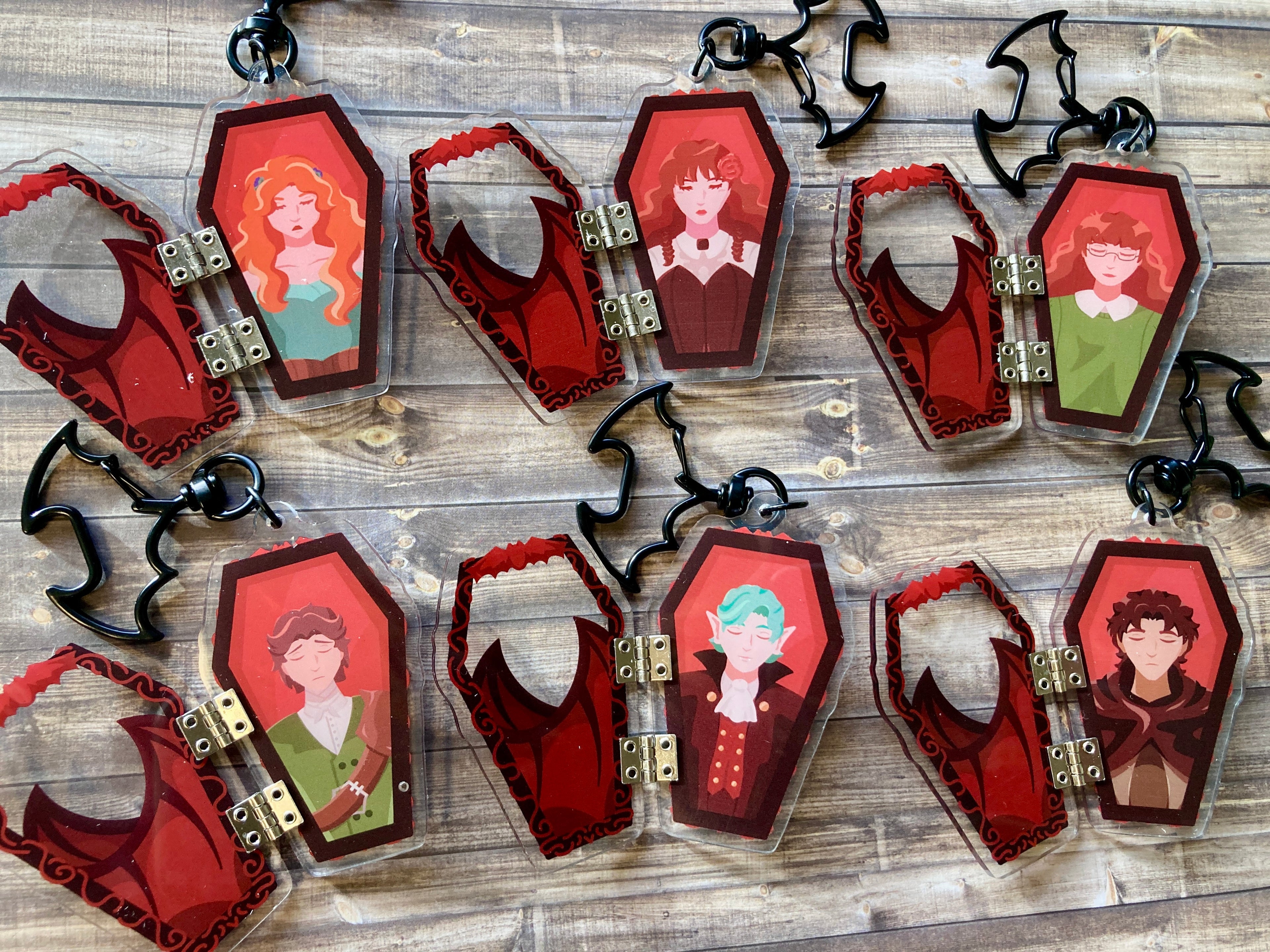 Vampires Coffin Hinged Acrylic Keychains