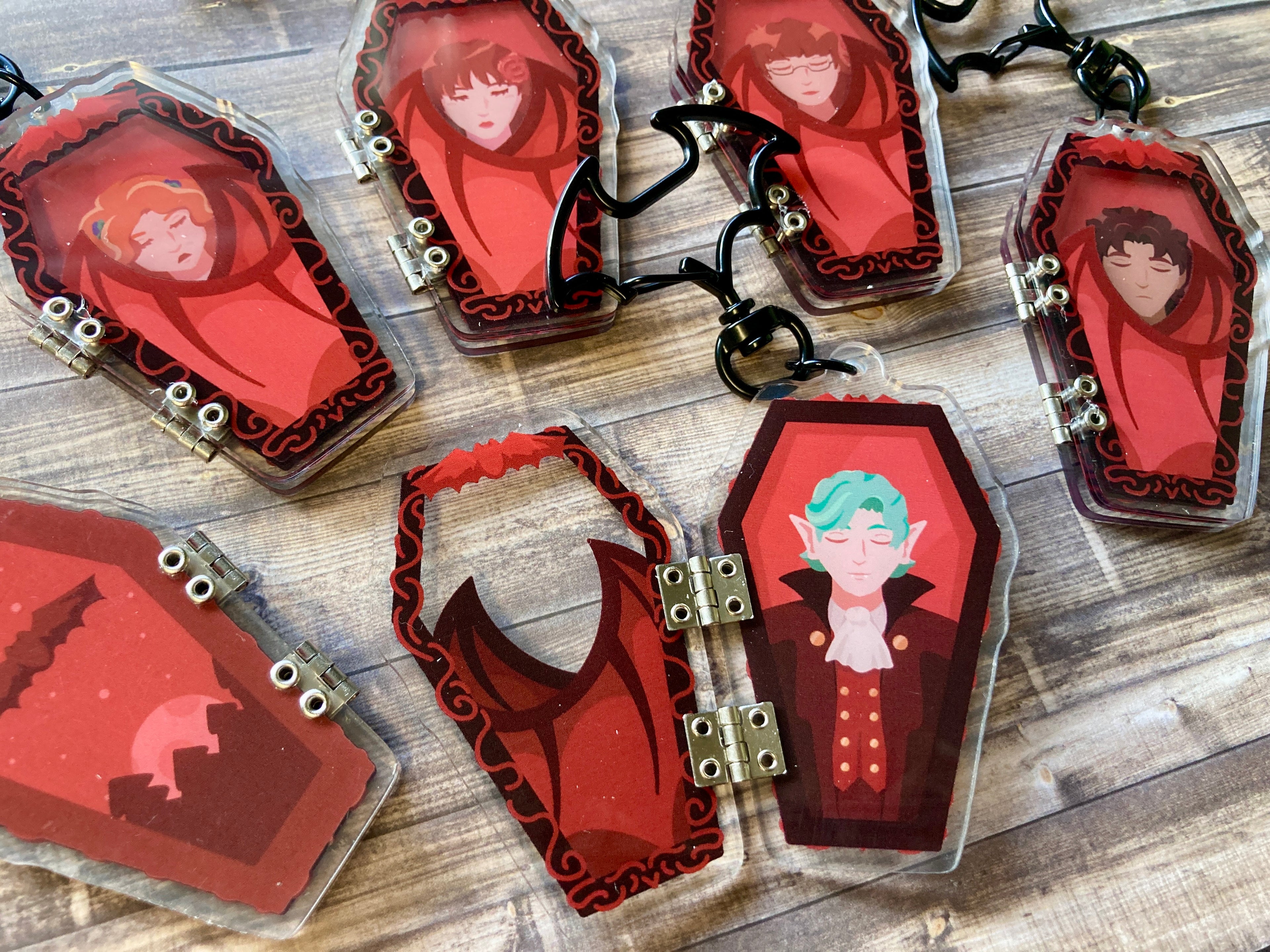 Vampires Coffin Hinged Acrylic Keychains