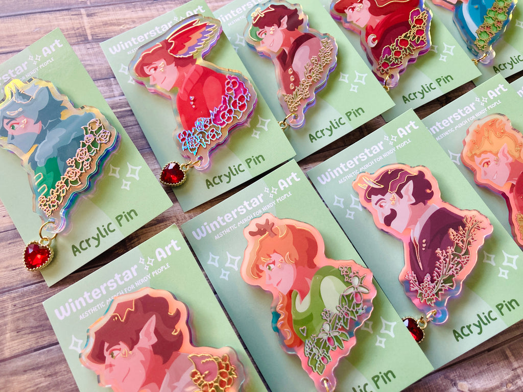 Floral Life Holo Acrylic Pins