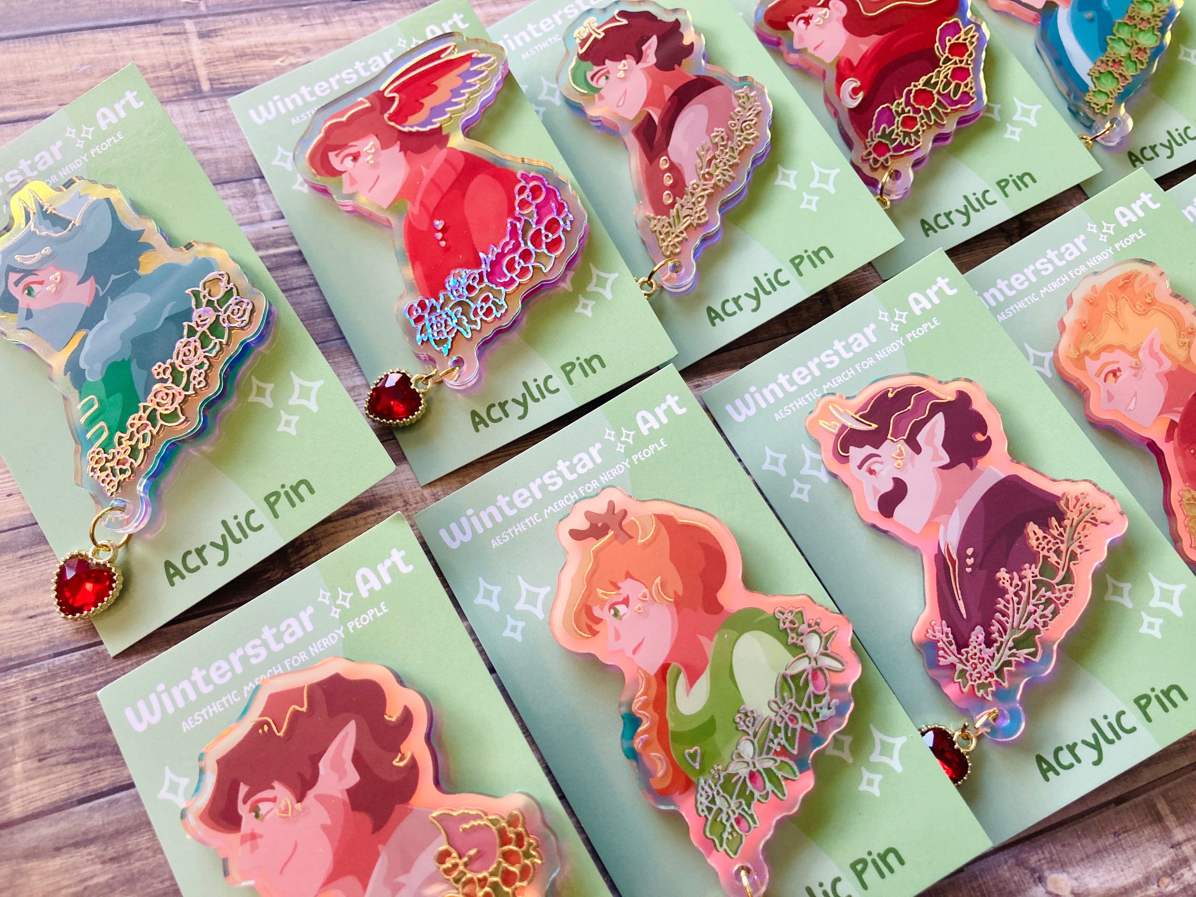 Floral Life Holo Acrylic Pins