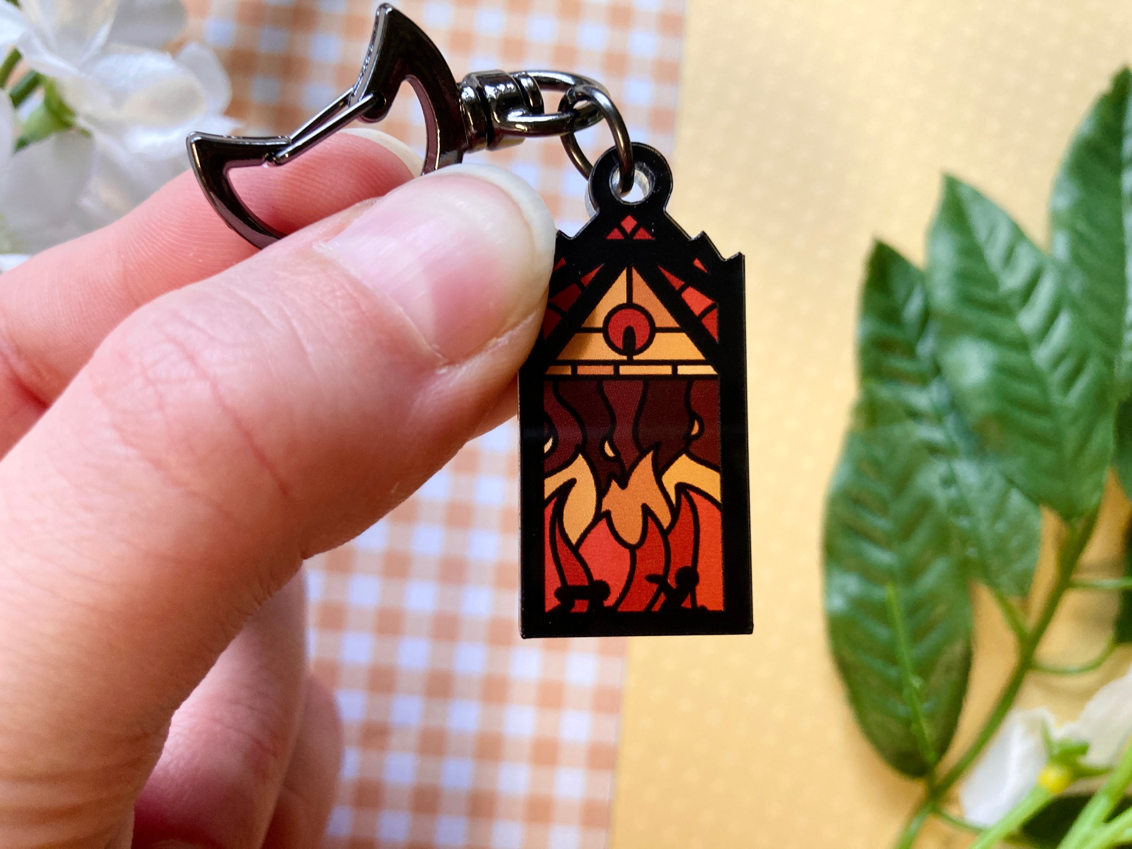 Triangle Demon Stained Glass Acrylic Keychain