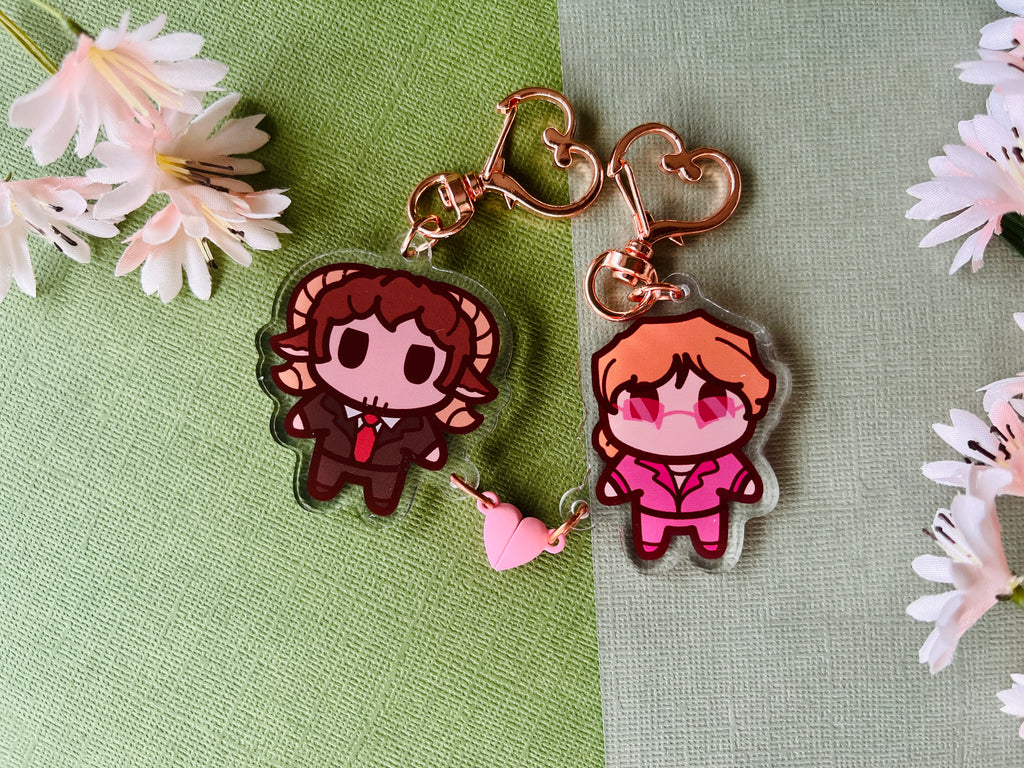 Katie & Schlatt Magnet Acrylic Keychains | QSMP