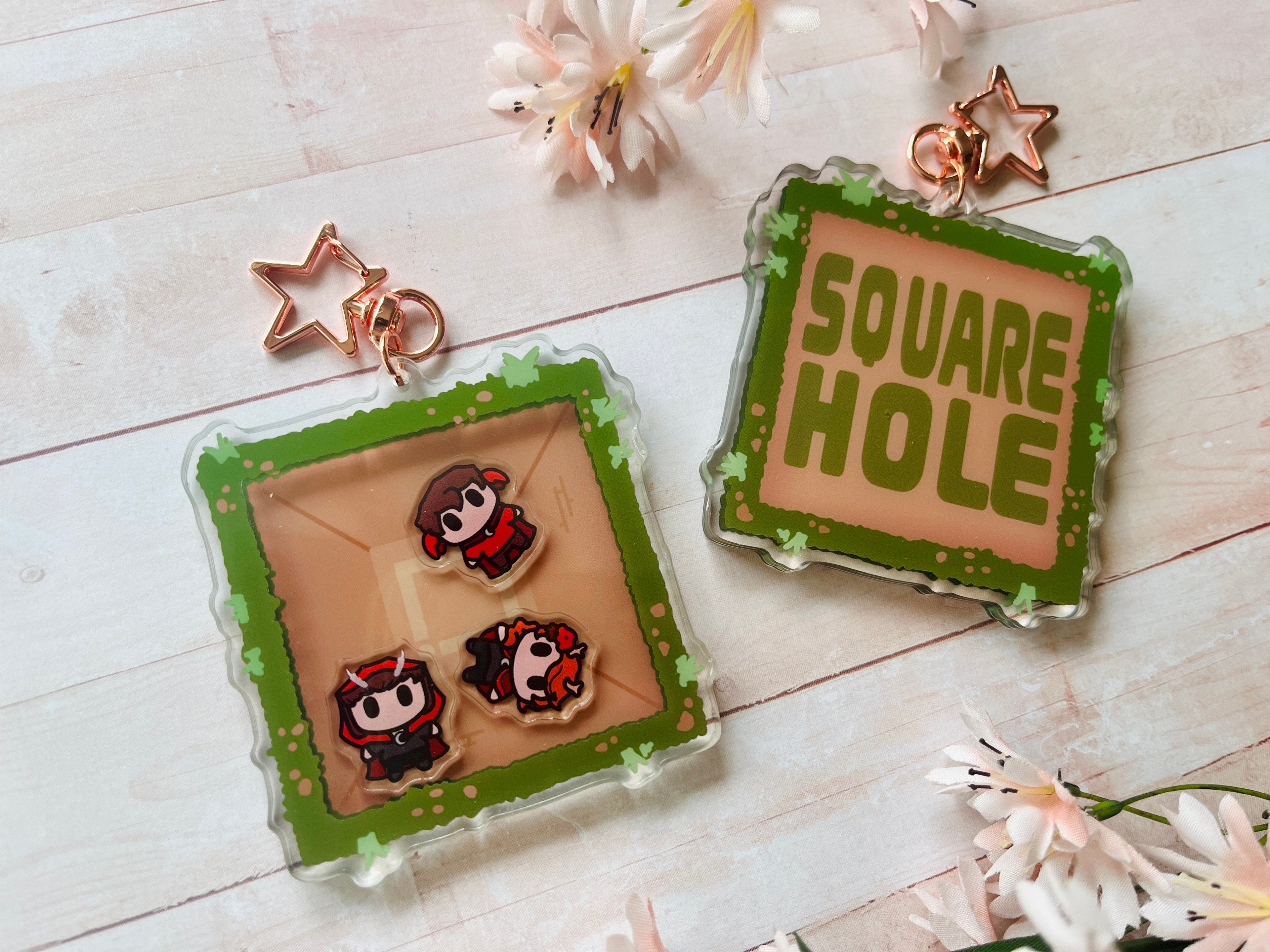 Square Hole Villies Shaker Acrylic Keychain