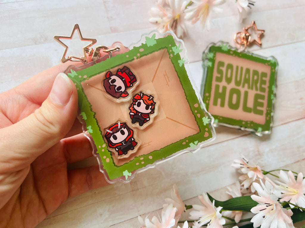 Square Hole Villies Shaker Acrylic Keychain