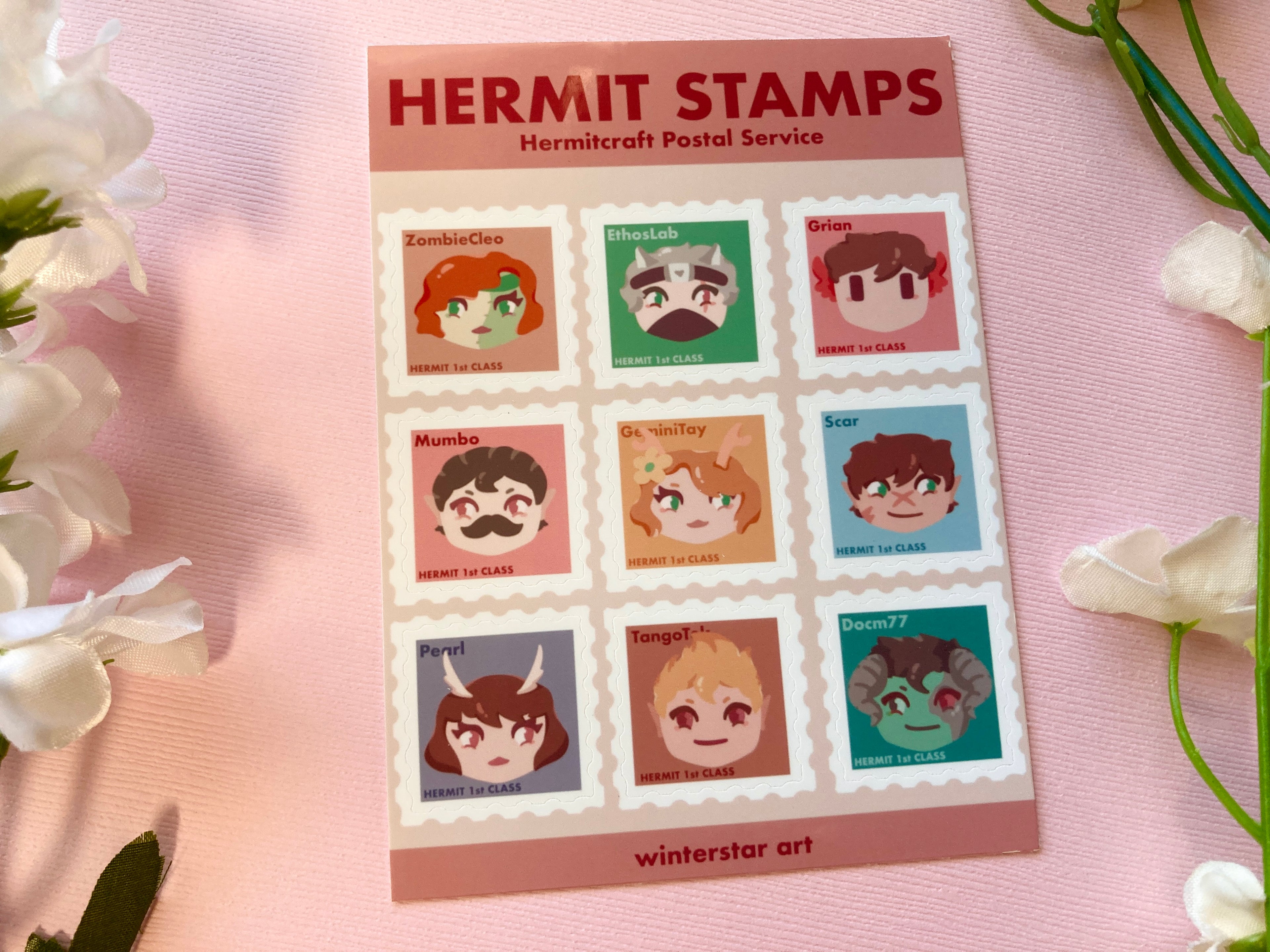 Hermitcraft Post Office Stamps Sticker Sheet