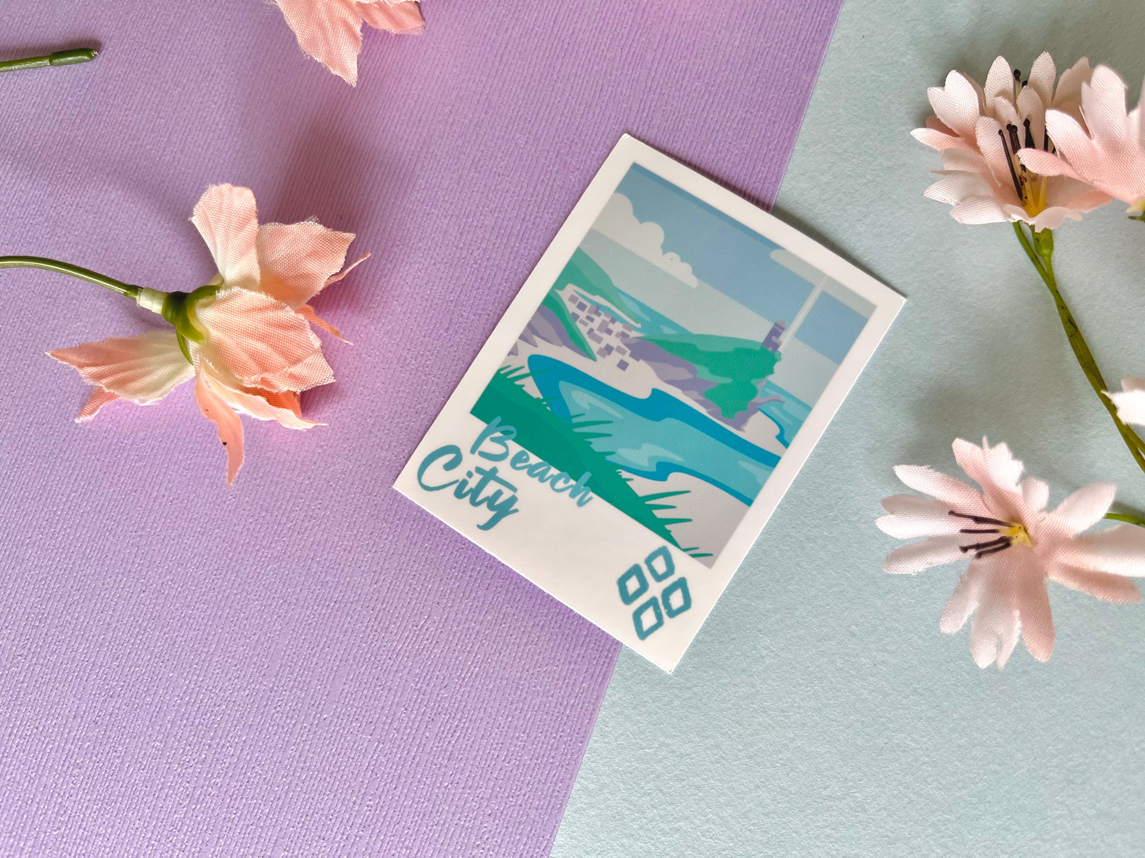 Beach Town Polaroid Vinyl Sticker