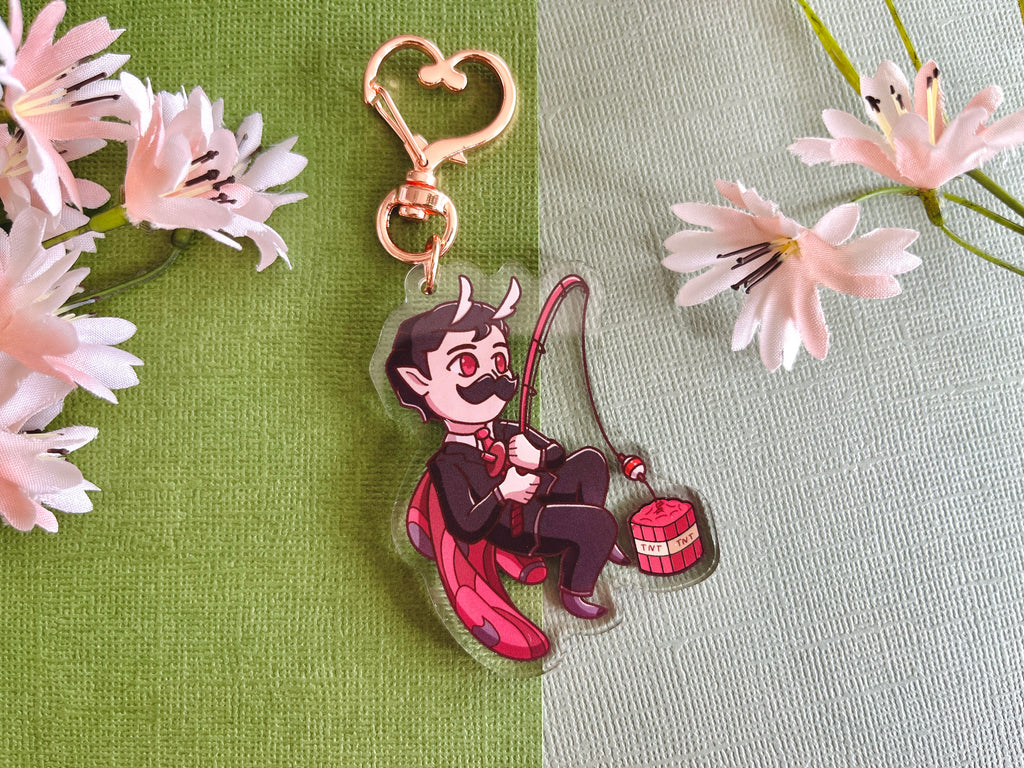 Mustache Fishing Acrylic Keychain