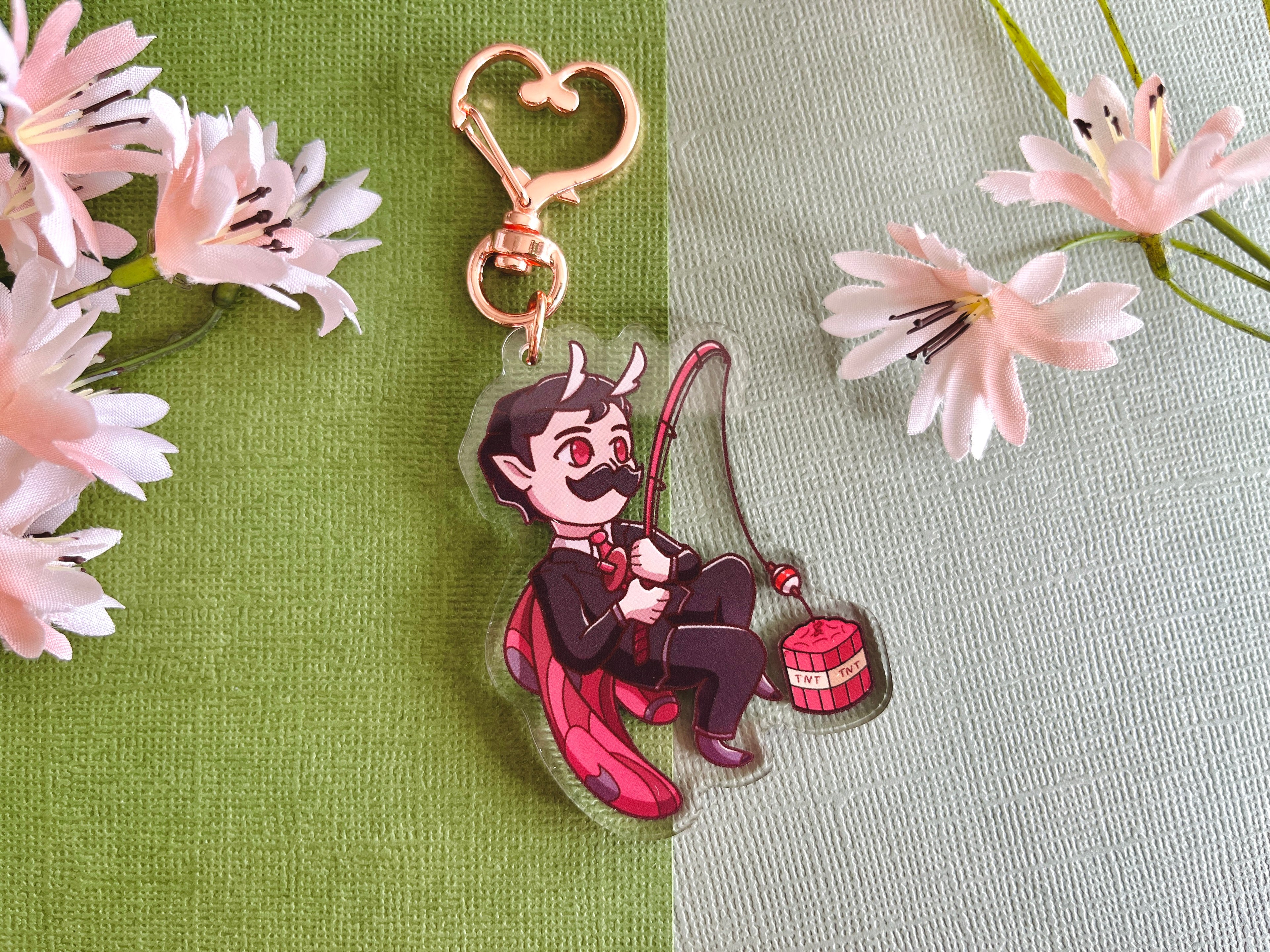 Mustache Fishing Acrylic Keychain