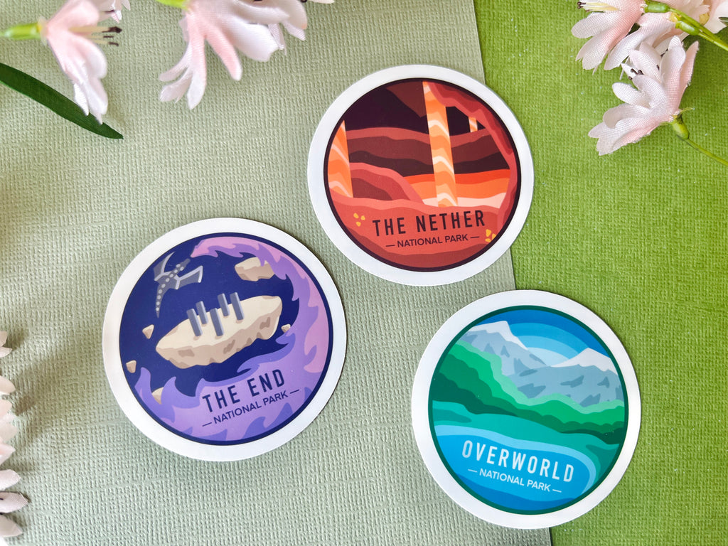 MC Block Game Round National Park Vinyl Stickers