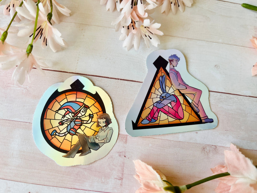 Funny Bunny / Pomni & Jax Stained Glass Stickers