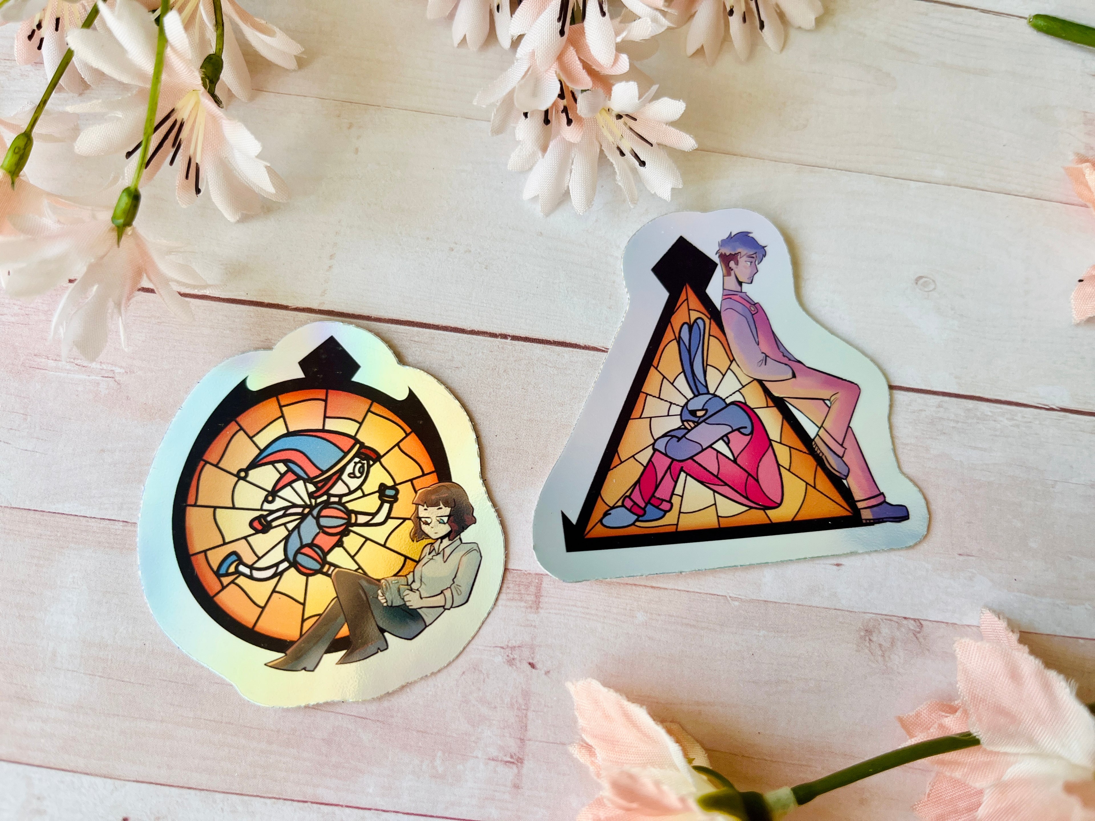 Funny Bunny / Pomni & Jax Stained Glass Stickers