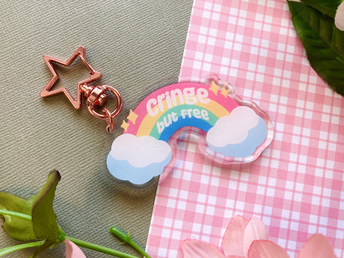 Cringe But Free Rainbow Acrylic Keychain