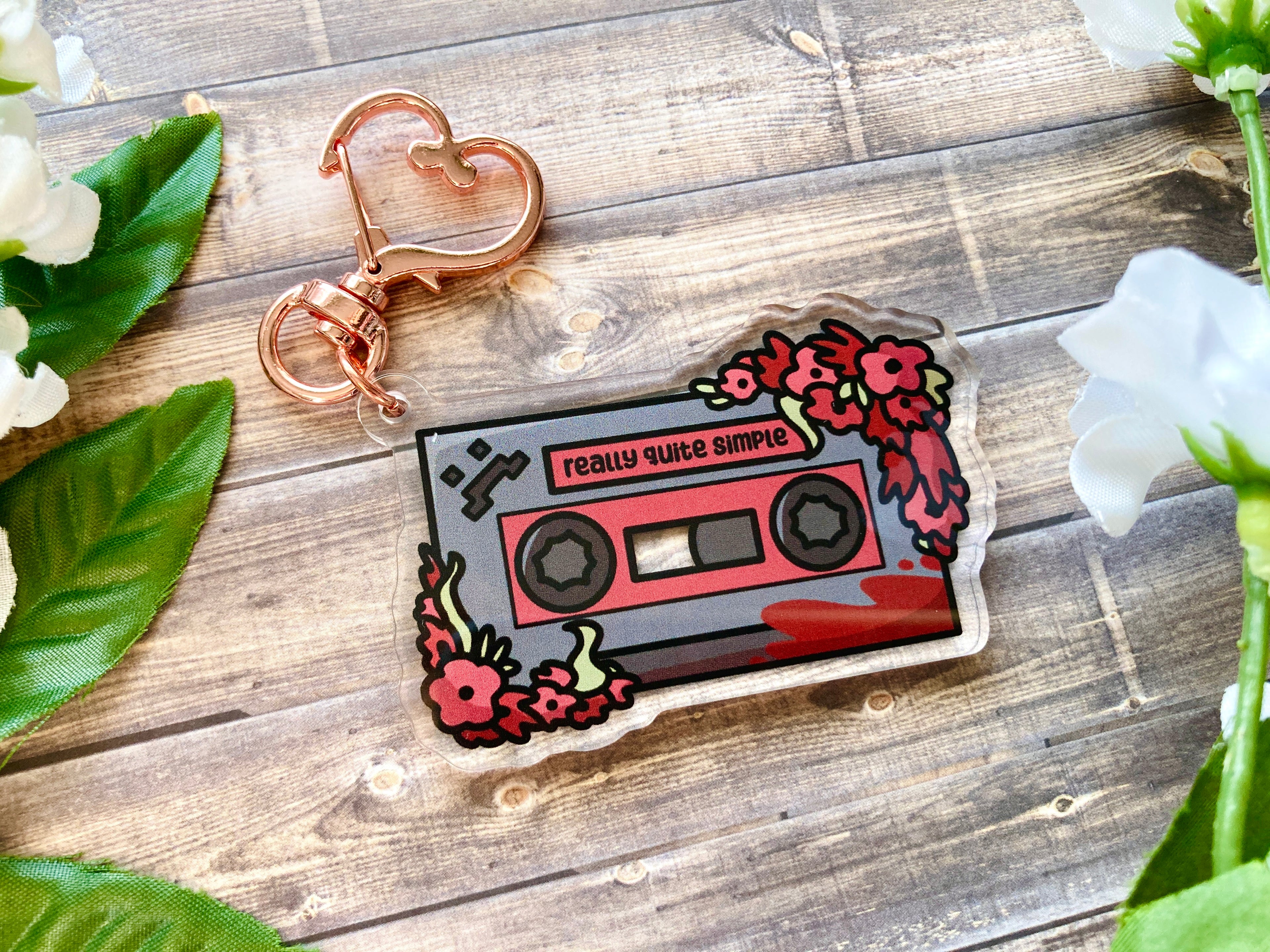 Mustache Cassette Tape Acrylic Keychain