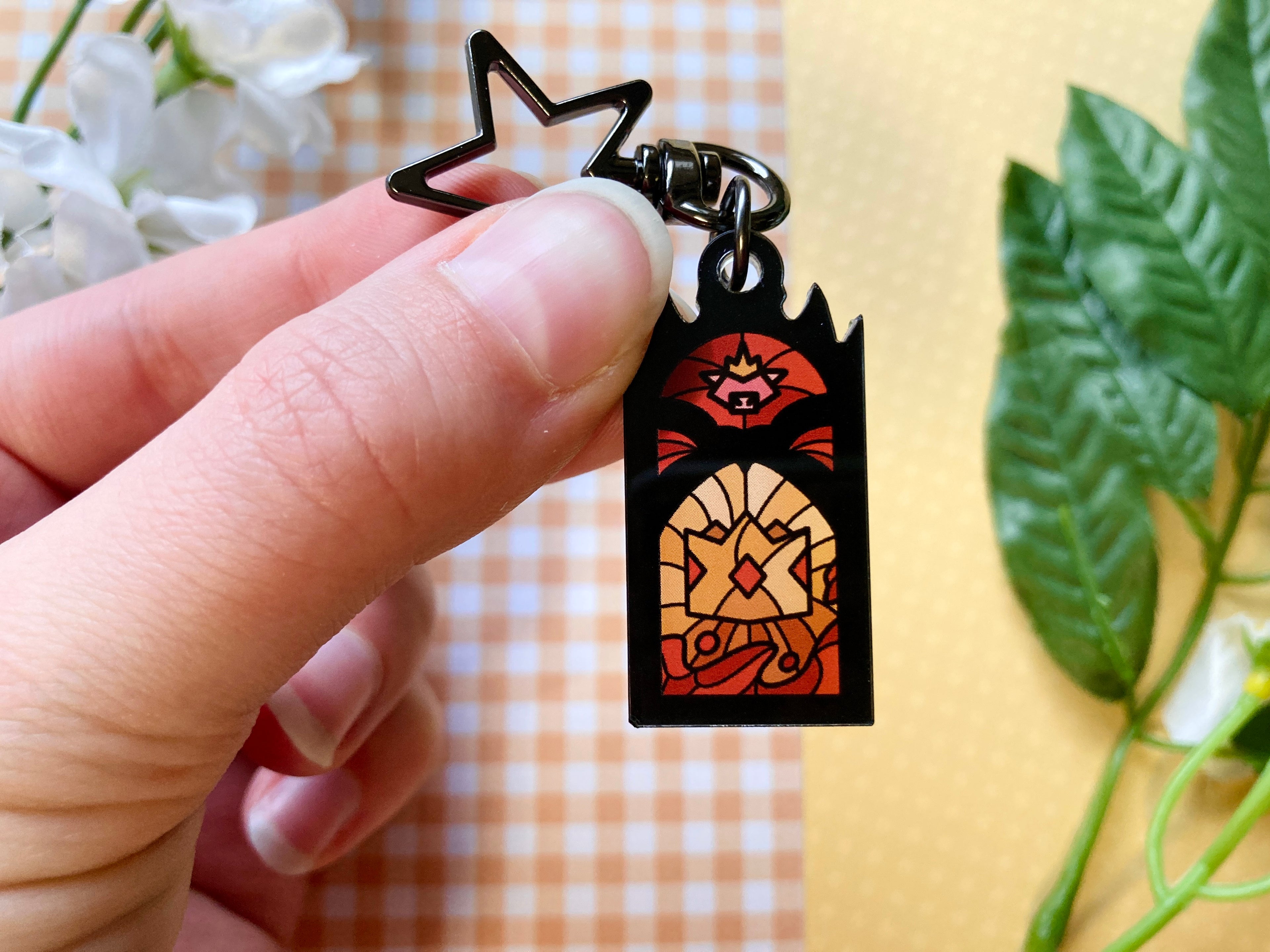 Techno Stained Glass Mini Charm / Keychain