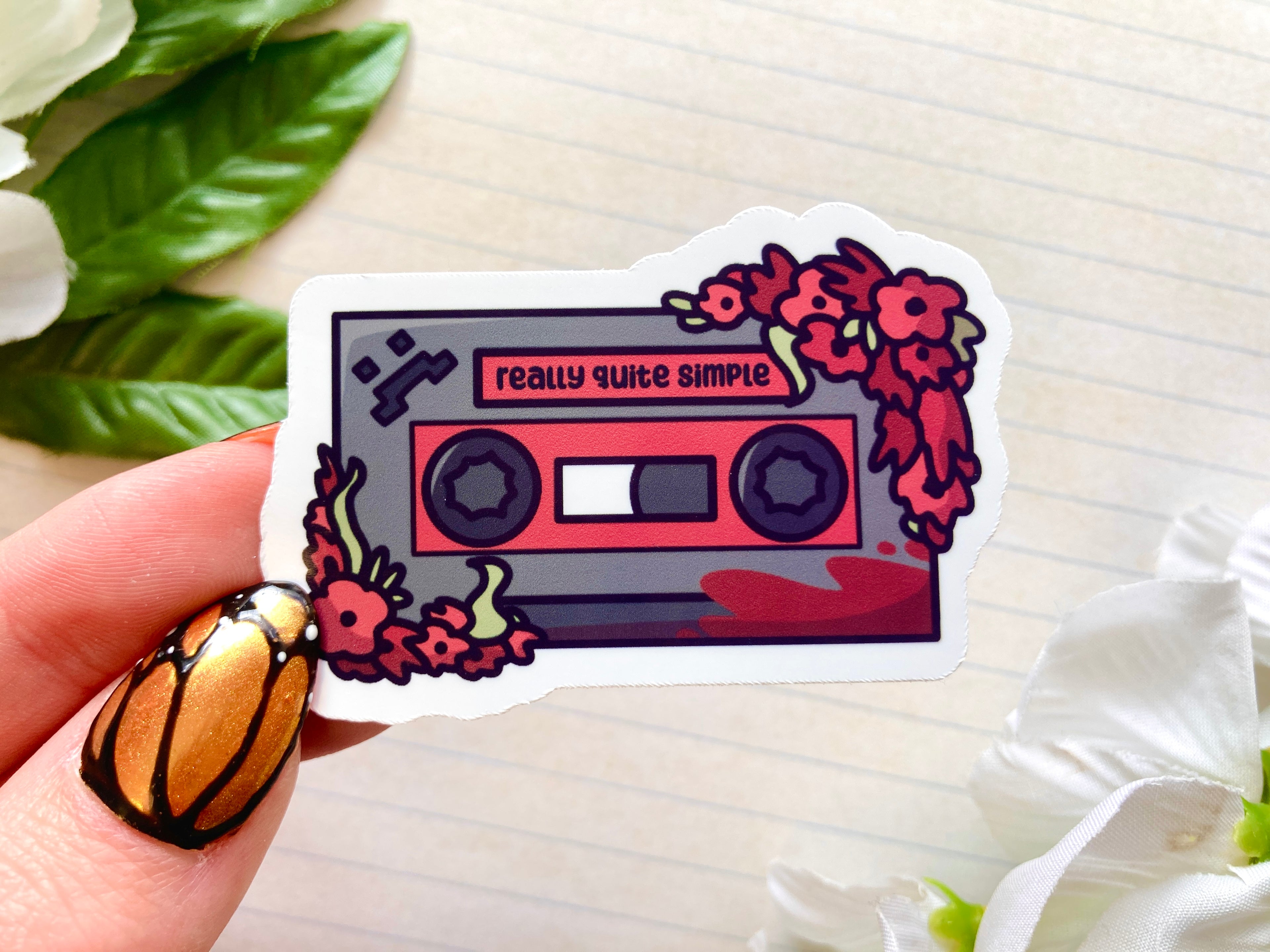 Mustache Cassette Tape Vinyl Sticker