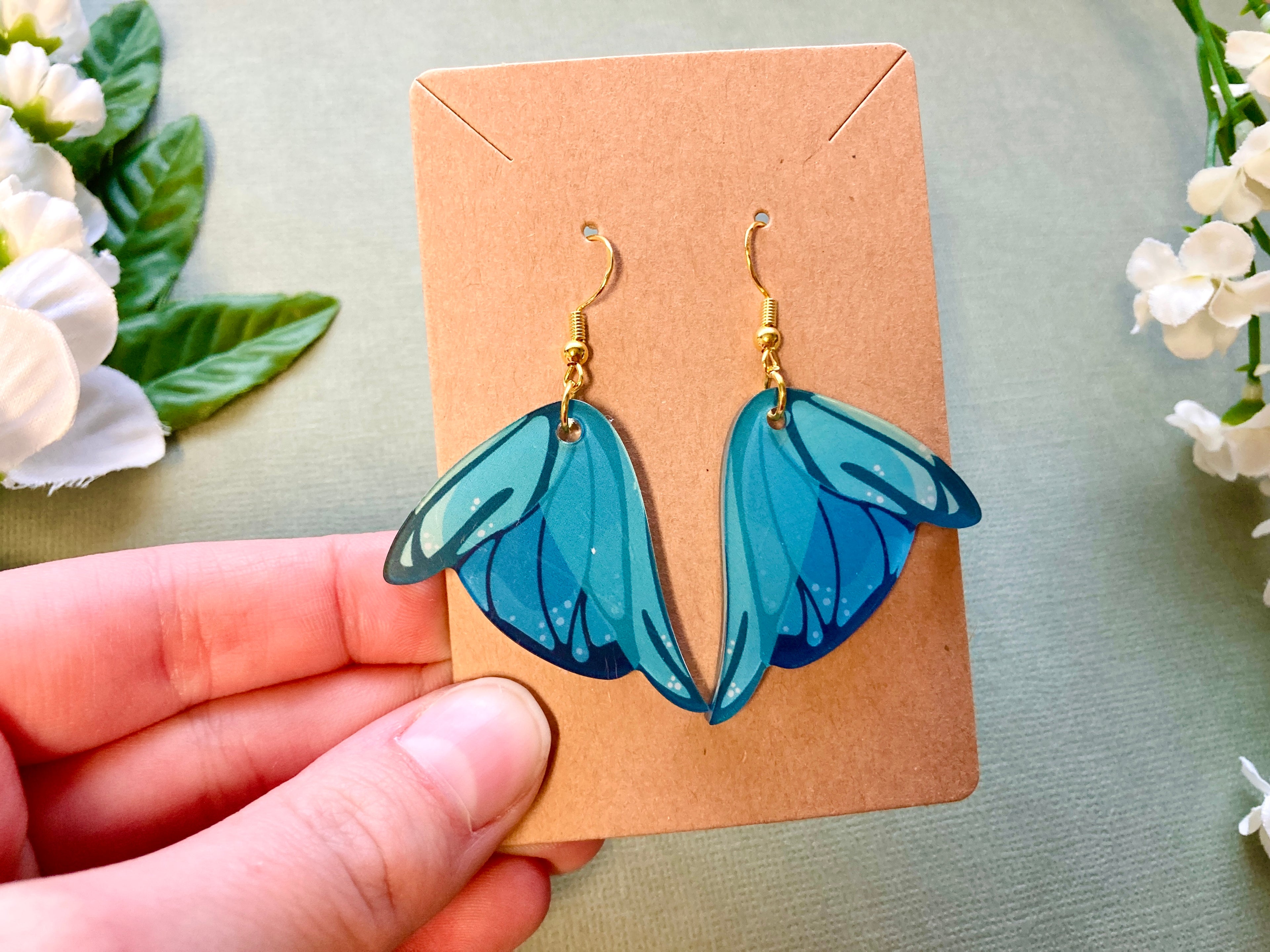 Blue Wings Acrylic Earrings
