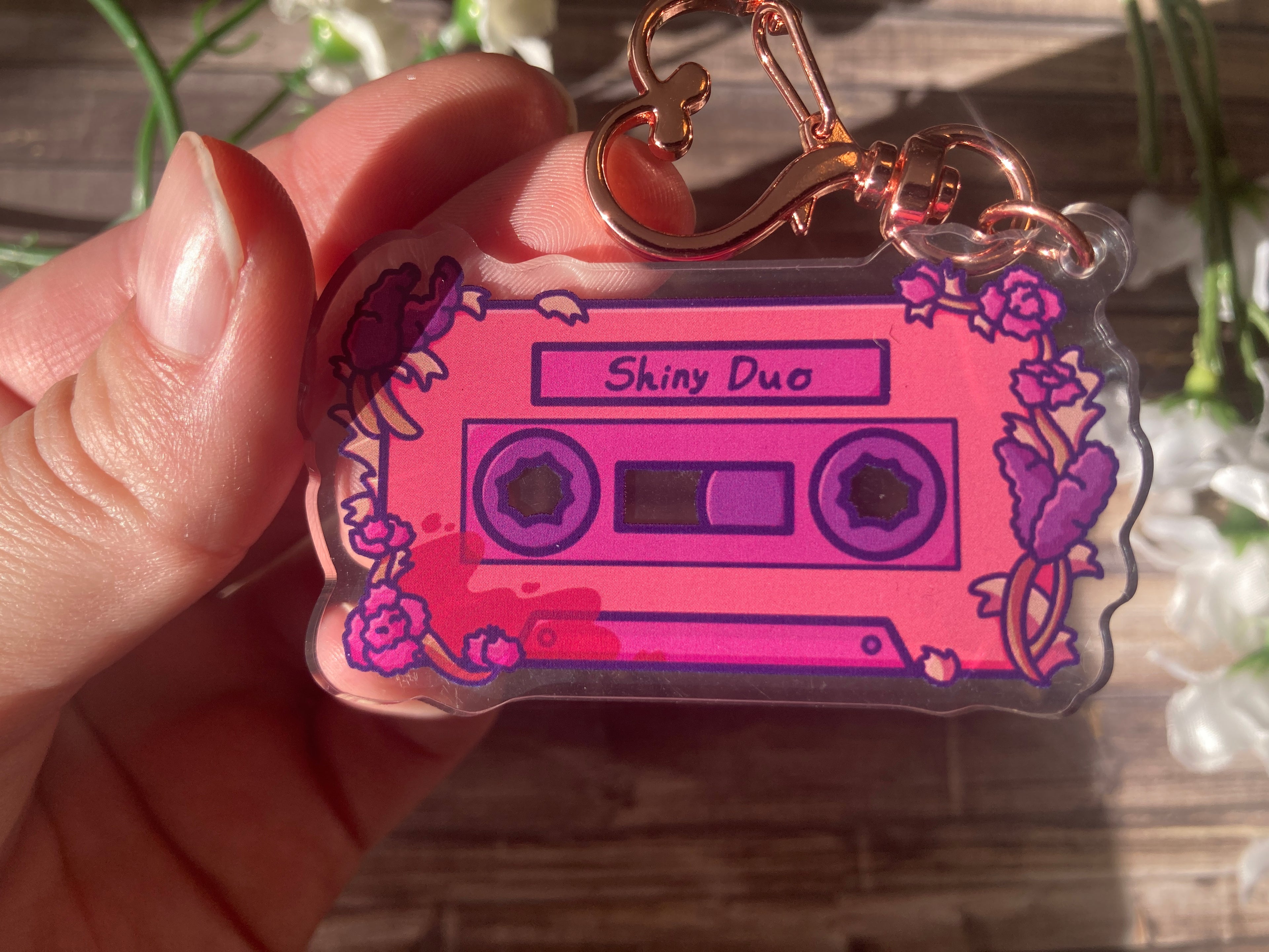 Shiny Duo Cassette Tape Acrylic Keychain