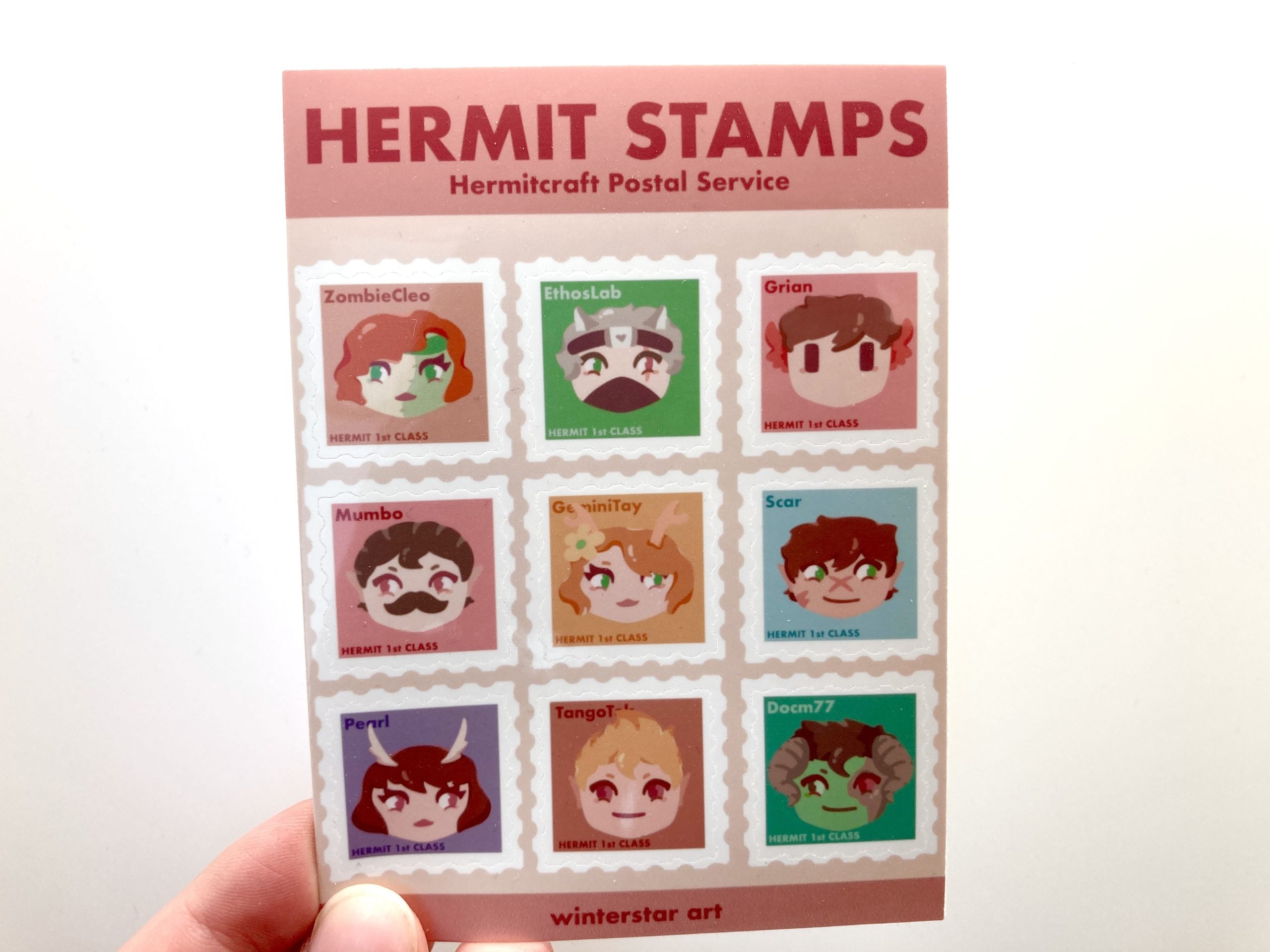 Hermitcraft Post Office Stamps Sticker Sheet