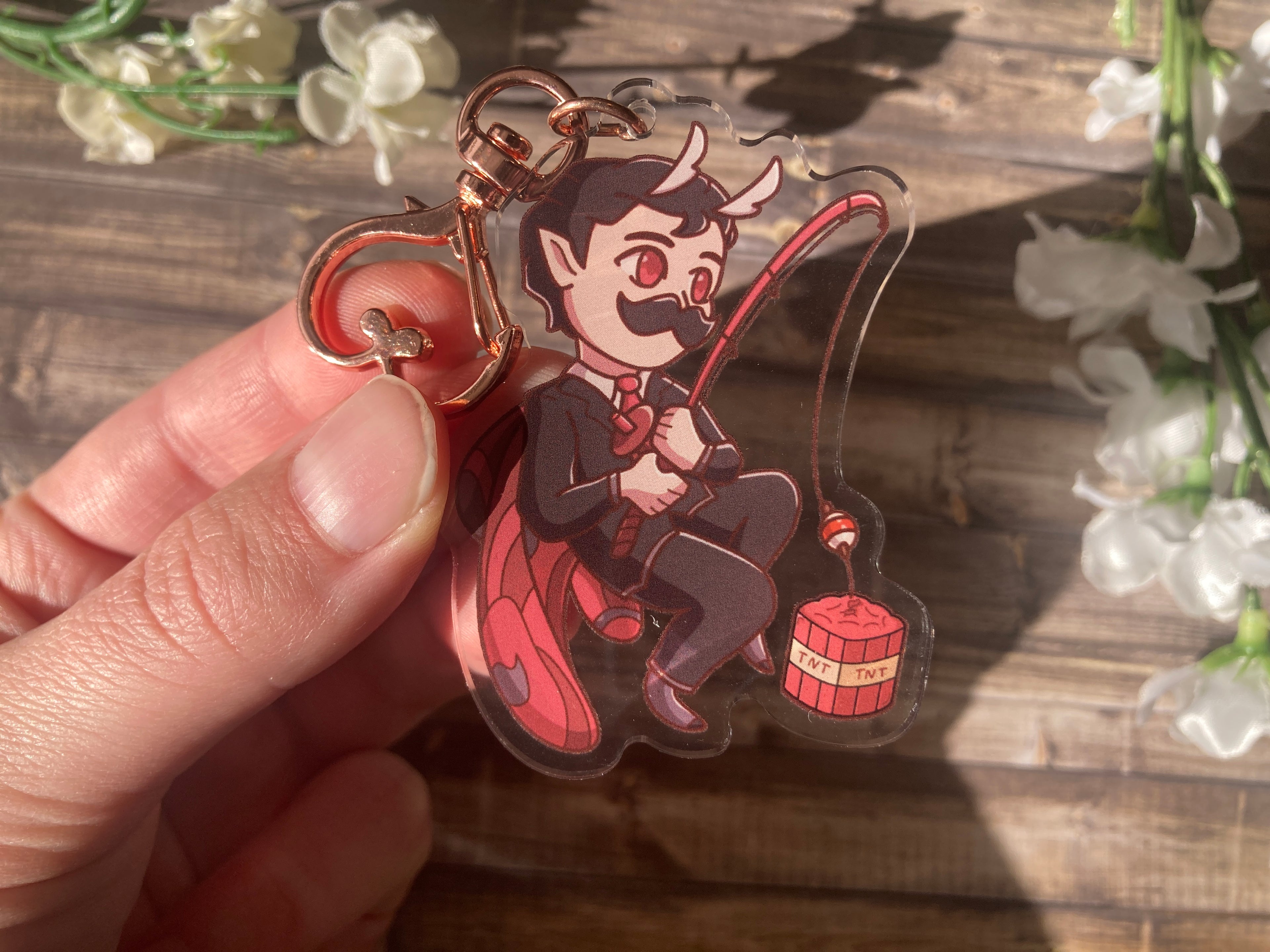 Mustache Fishing Acrylic Keychain