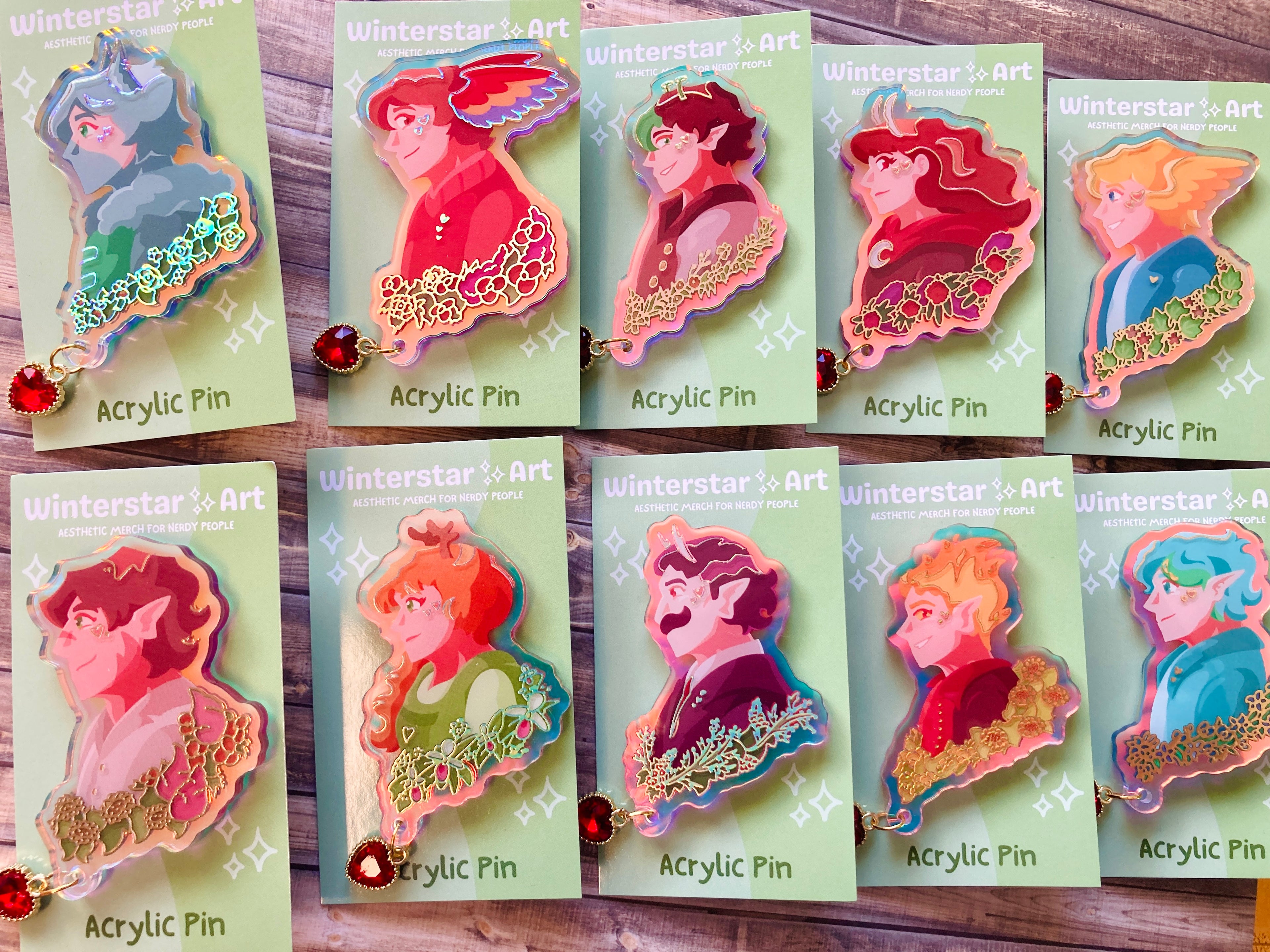 Floral Life Holo Acrylic Pins