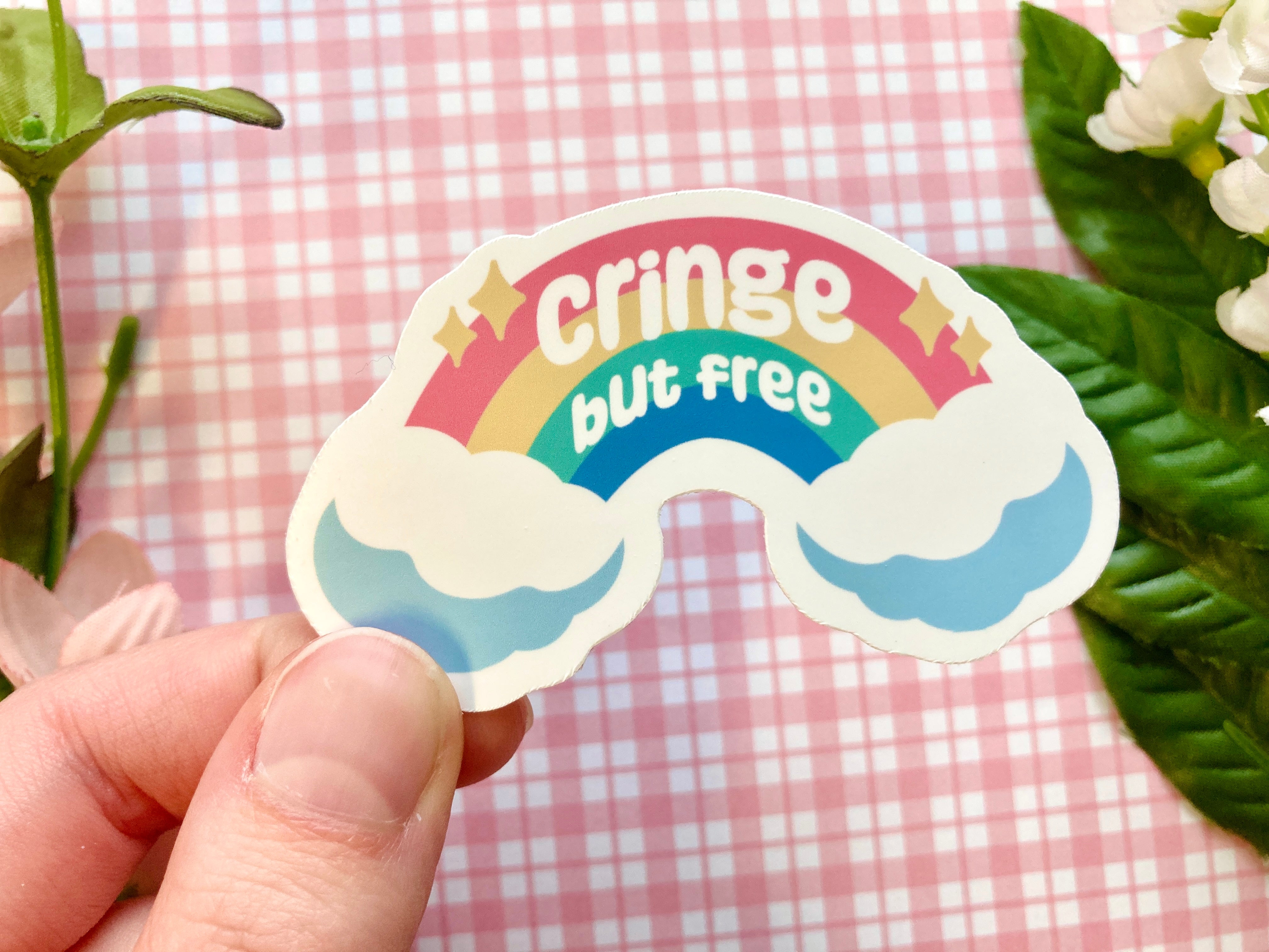 Cringe But Free Rainbow Vinyl Sticker – Winterstar Art