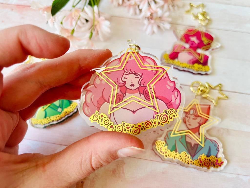 Crystals Gems Foil Double-Sided Acrylic Keychains