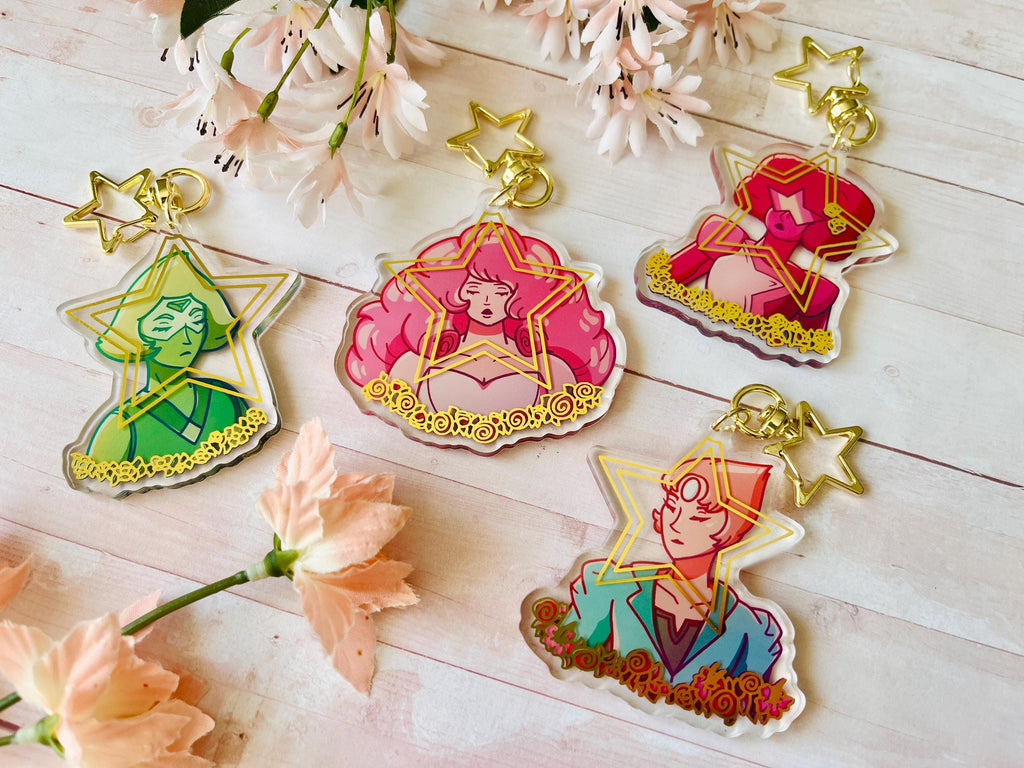 Crystals Gems Foil Double-Sided Acrylic Keychains