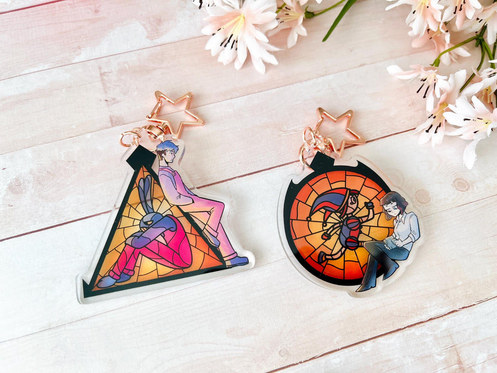Funny Bunny / Pomni & Jax Stained Glass Double-Sided Acrylic Keychains / Charms