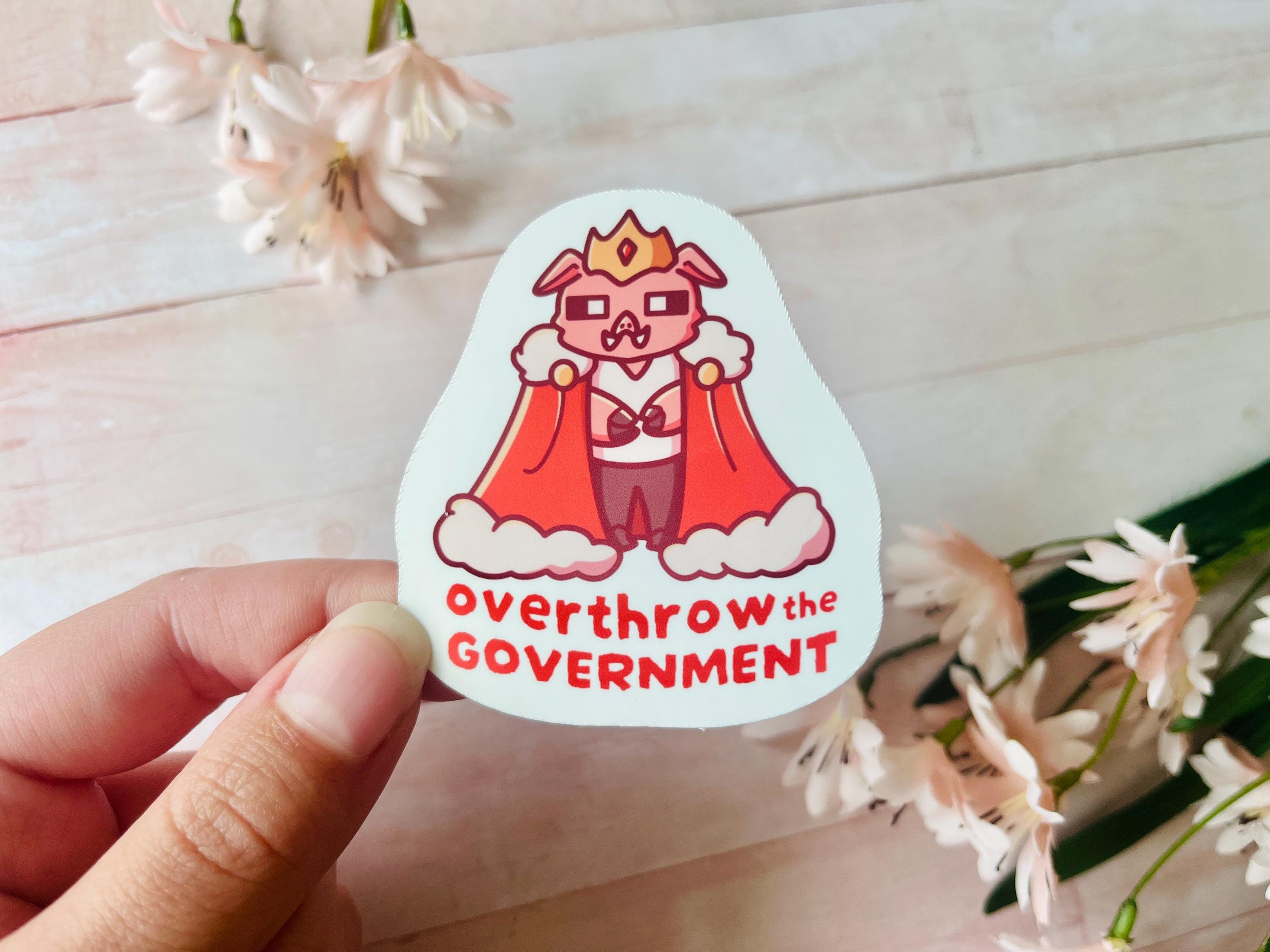 Overthrow Government Techno Glossy Vinyl Stickers | DSMP / Technoblade