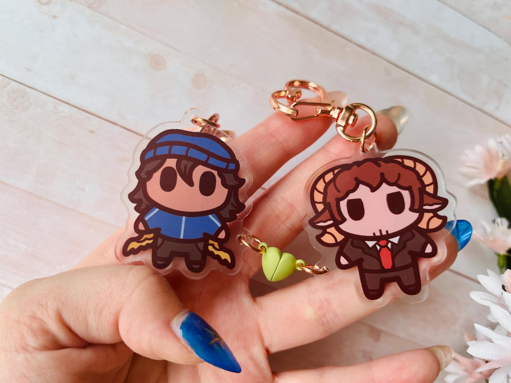 Quackity & Schlatt Magnet Acrylic Keychains | Pumpkin Duo, Dream SMP, QSMP