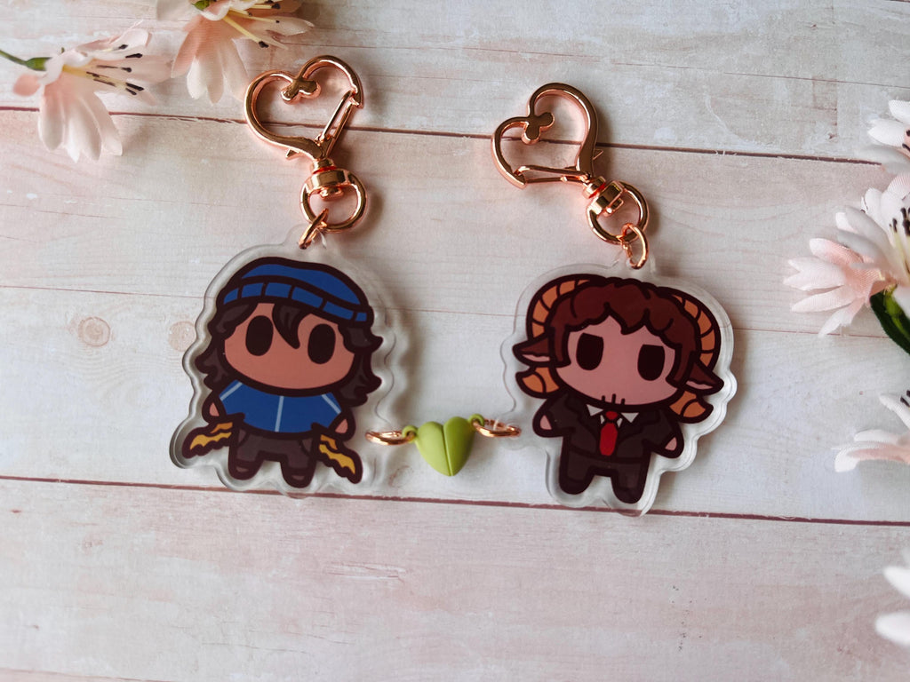 Quackity & Schlatt Magnet Acrylic Keychains | Pumpkin Duo, Dream SMP, QSMP